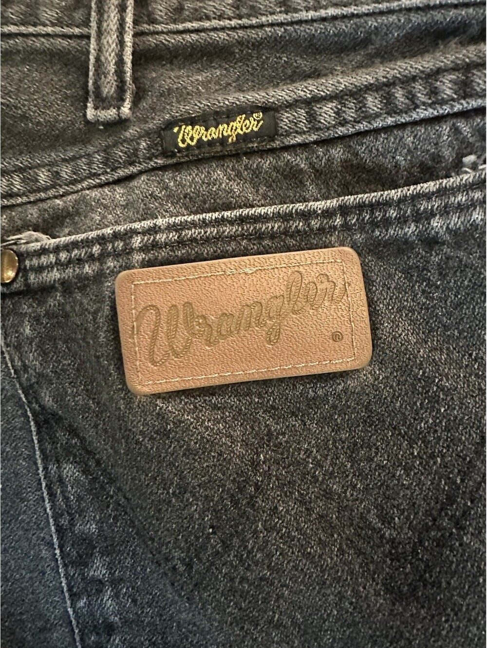 VTG Wrangler USA Black Acid Wash Jeans 40x34 Relaxed Straight Grunge Biker